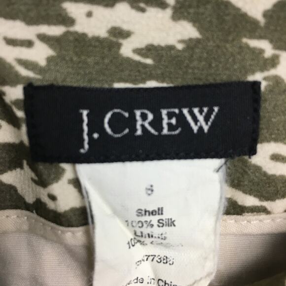 J.Crew Animal Print Skirt Green Beige Size 8 - Picture 12 of 13